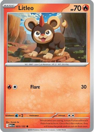 Litleo 023/132 - Reverse Holofoil ME01 Mega Evolution - Common ME01: Mega Evolution Pokemon Single Squirtle Squad Card Shop.