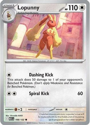 Lopunny 108 ME01 Mega Evolution - Common ME01: Mega Evolution Pokemon Single Squirtle Squad Card Shop.