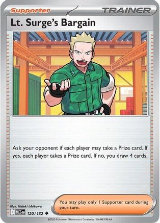 Lt. Surge's Bargain 120/132 ME01 Mega Evolution - Uncommon ME01: Mega Evolution Pokemon Single Squirtle Squad Card Shop.
