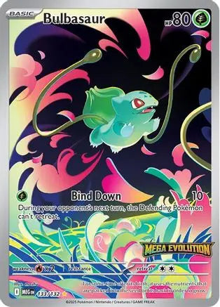 Bulbasaur (Mega Evolution Stamped) 133/132 - Holofoil Miscellaneous Cards & Products - Illustration Rare Miscellaneous Cards & Products Pokemon Single Squirtle Squad Card Shop.