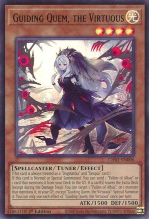 Guiding Quem, the Virtuous (CH01-EN006) - THE CHRONICLES DECK: The Fallen & The Virtuous (All-Foil Edition) 1st Edition THE CHRONICLES DECK: The Fallen & The Virtuous (All-Foil Edition) Yugioh Single Squirtle Squad Card Shop.