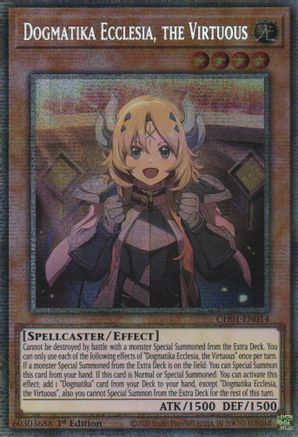 Dogmatika Ecclesia, the Virtuous (Starlight Rare) (CH01-EN014) - THE CHRONICLES DECK: The Fallen & The Virtuous (All-Foil Edition) 1st Edition THE CHRONICLES DECK: The Fallen & The Virtuous (All-Foil Edition) Yugioh Single Squirtle Squad Card Shop.