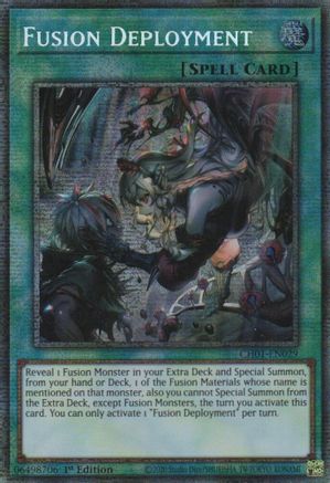 Fusion Deployment (Starlight Rare) (CH01-EN029) - THE CHRONICLES DECK: The Fallen & The Virtuous (All-Foil Edition) 1st Edition THE CHRONICLES DECK: The Fallen & The Virtuous (All-Foil Edition) Yugioh Single Squirtle Squad Card Shop.
