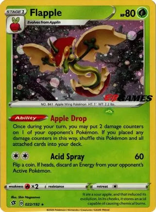 Sword & Shield - Rebel Clash - Flapple 022/192 - EB Games APAC Stamp Cosmos Holo