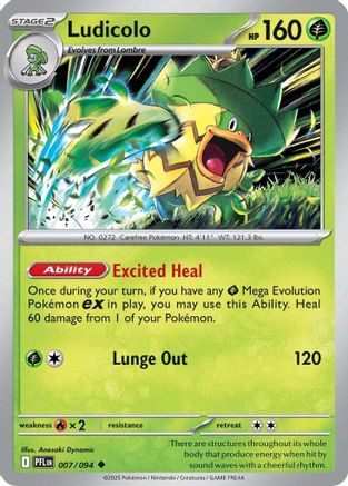 Ludicolo 007/094 ME02 Phantasmal Flames - Uncommon ME02: Phantasmal Flames Pokemon Single Squirtle Squad Card Shop.