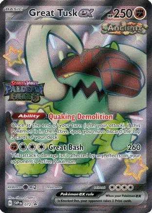 Great Tusk ex SVP 072 - Paldean Fates Stamped Promo - Pokémon TCG Card Miscellaneous Cards & Products Pokemon Single Squirtle Squad Card Shop.