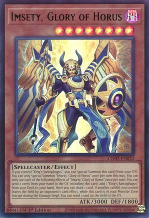 Imsety, Glory of Horus (CH02-EN022) - THE CHRONICLES DECK: Spirit Charmers (All-Foil Edition) 1st Edition THE CHRONICLES DECK: Spirit Charmers (All-Foil Edition) Yugioh Single Squirtle Squad Card Shop.