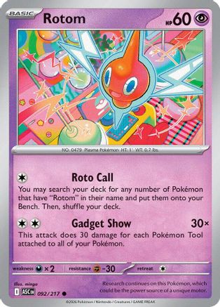 Rotom 092 - Reverse Holofoil ME Ascended Heroes - Common ME: Ascended Heroes Pokemon Single Squirtle Squad Card Shop.