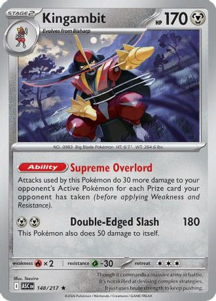 Kingambit 148 - Holofoil ME Ascended Heroes - Rare ME: Ascended Heroes Pokemon Single Squirtle Squad Card Shop.