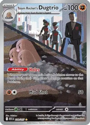 Front of Team Rocket's Dugtrio 239/217 Ascended Heroes Pokémon card