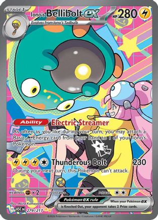 Iono's Bellibolt ex 279/217 - Holofoil ME Ascended Heroes - Special Illustration Rare ME: Ascended Heroes Pokemon Single Squirtle Squad Card Shop.