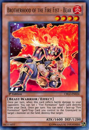 Brotherhood of the Fire Fist - Bear (CBLZ-EN024) - Cosmo Blazer 1st Edition Cosmo Blazer Yugioh Single Squirtle Squad Card Shop.