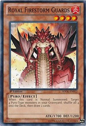 Royal Firestorm Guards (SDOK-EN012) - Structure Deck: Onslaught of the Fire Kings 1st Edition Structure Deck: Onslaught of the Fire Kings Yugioh Single Squirtle Squad Card Shop.