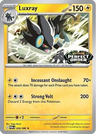 Luxray (Perfect Order Stamped) 028 - Holofoil Miscellaneous Cards & Products - Rare Miscellaneous Cards & Products Pokemon Single Squirtle Squad Card Shop.