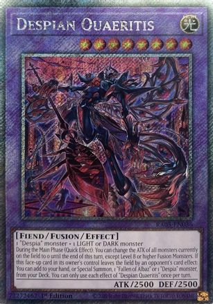 Despian Quaeritis (Platinum Secret Rare) (RA05-EN036) - Rarity Collection 5 1st Edition Rarity Collection 5 Yugioh Single Squirtle Squad Card Shop.