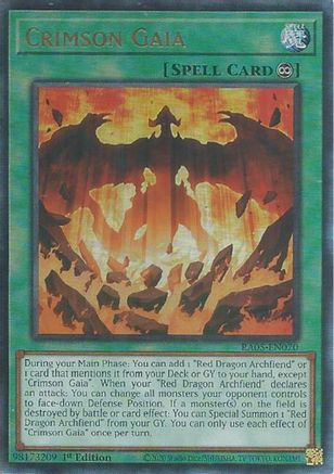 Crimson Gaia (Ultimate Rare) (RA05-EN070) - Rarity Collection 5 1st Edition Rarity Collection 5 Yugioh Single Squirtle Squad Card Shop.