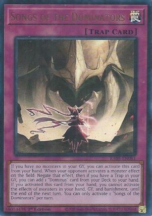Songs of the Dominators (Ultra Rare) (RA05-EN081) - Rarity Collection 5 1st Edition Rarity Collection 5 Yugioh Single Squirtle Squad Card Shop.