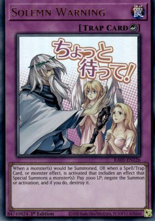 Solemn Warning (RA05-EN126) - Rarity Collection 5 1st Edition Rarity Collection 5 Yugioh Single Squirtle Squad Card Shop.