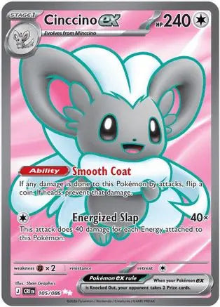 Cinccino ex 105/086 - Holofoil Chaos Rising Ultra Rare - Pokémon TCG Card ME04: Chaos Rising Pokemon Single Squirtle Squad Card Shop.