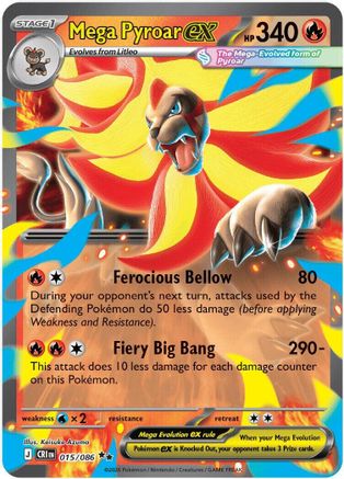 Mega Pyroar ex 015/086 – Chaos Rising – Double Rare Pokémon Card