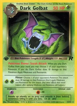 Dark Golbat (24) (24) 024 - 1st Edition Team Rocket - Rare Team Rocket Pokemon Single Squirtle Squad Card Shop.