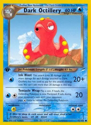 Dark Octillery 062 - 1st Edition Neo Destiny - Common Neo Destiny Pokemon Single Squirtle Squad Card Shop.