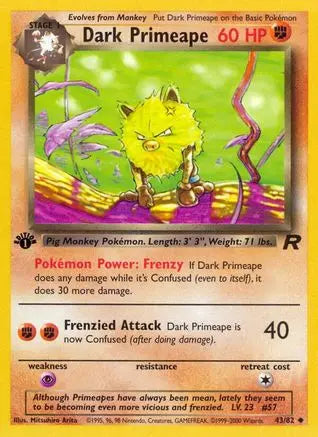 Dark Primeape 043 - 1st Edition Team Rocket - Uncommon Team Rocket Pokemon Single Squirtle Squad Card Shop.