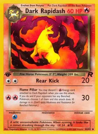 Dark Rapidash 044 - 1st Edition Team Rocket - Uncommon Team Rocket Pokemon Single Squirtle Squad Card Shop.