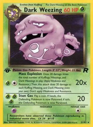 Dark Weezing (31) (31) 031 - 1st Edition Team Rocket - Rare Team Rocket Pokemon Single Squirtle Squad Card Shop.