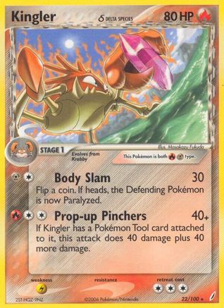 Kingler (Delta Species)/100 - Reverse Holofoil Crystal Guardians - Rare Crystal Guardians Pokemon Single Squirtle Squad Card Shop.