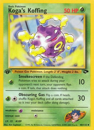 Koga's Koffing (48) (48) 048 - 1st Edition Gym Challenge - Uncommon Gym Challenge Pokemon Single Squirtle Squad Card Shop.