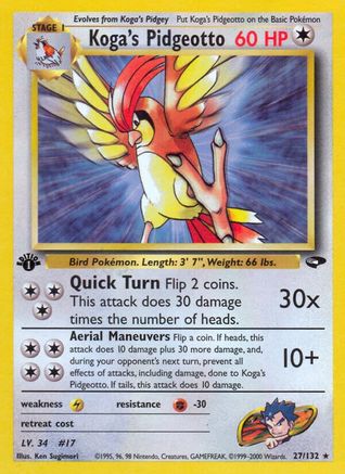 Koga's Pidgeotto 027 - 1st Edition Gym Challenge - Rare Gym Challenge Pokemon Single Squirtle Squad Card Shop.