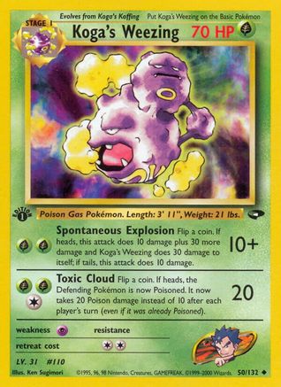 Koga's Weezing 050 - 1st Edition Gym Challenge - Uncommon Gym Challenge Pokemon Single Squirtle Squad Card Shop.