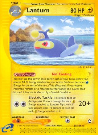 Lanturn (21) - Reverse Holofoil Aquapolis - Rare Aquapolis Pokemon Single Squirtle Squad Card Shop.