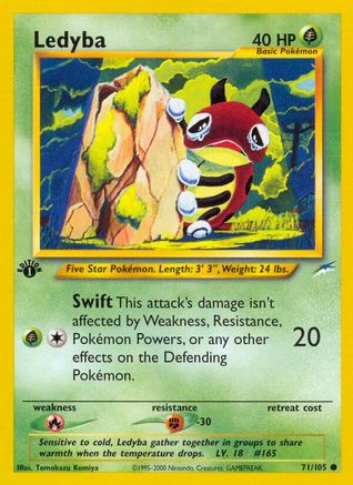 Ledyba 071 - 1st Edition Neo Destiny - Common Neo Destiny Pokemon Single Squirtle Squad Card Shop.