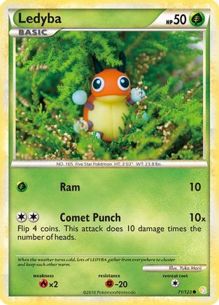 Ledyba 071 - Reverse Holofoil HeartGold SoulSilver - Common HeartGold SoulSilver Pokemon Single Squirtle Squad Card Shop.