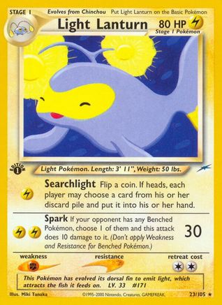 Light Lanturn/105 - 1st Edition Neo Destiny - Rare Neo Destiny Pokemon Single Squirtle Squad Card Shop.