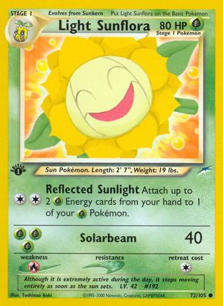Light Sunflora 072 - 1st Edition Neo Destiny - Common Neo Destiny Pokemon Single Squirtle Squad Card Shop.