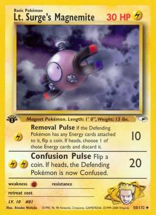 Lt. Surge's Magnemite (50) (50) 050 - 1st Edition Gym Heroes - Uncommon Gym Heroes Pokemon Single Squirtle Squad Card Shop.
