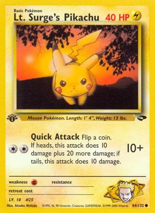 WOTC - Gym Challenge - Lt. Surge's Pikachu 084 - 1st Edition