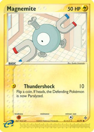 Magnemite - 63/97/97 Dragon - Common Dragon Pokemon Single Squirtle Squad Card Shop.