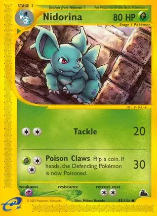 Nidorina Skyridge - Common Skyridge Pokemon Single Squirtle Squad Card Shop.