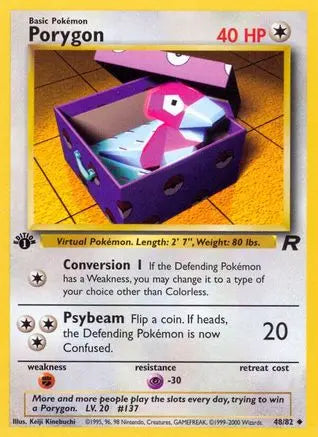 Porygon 048 - 1st Edition Team Rocket - Uncommon Team Rocket Pokemon Single Squirtle Squad Card Shop.