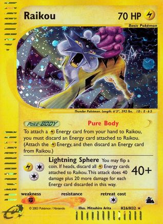 Raikou (H26) - Holofoil Skyridge - Holo Rare Skyridge Pokemon Single Squirtle Squad Card Shop.