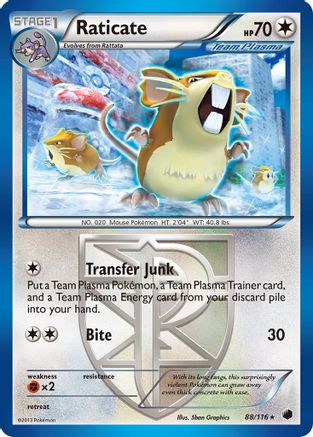 Raticate (Team Plasma) 088 Plasma Freeze - Rare Plasma Freeze Pokemon Single Squirtle Squad Card Shop.