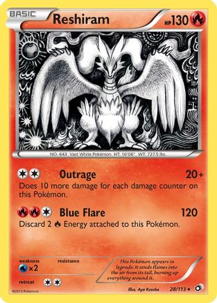 Reshiram 028 - Holofoil Legendary Treasures - Holo Rare Legendary Treasures Pokemon Single Squirtle Squad Card Shop.