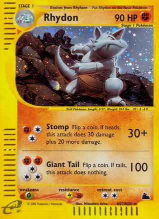 Rhydon (H27) - Holofoil Skyridge - Holo Rare Skyridge Pokemon Single Squirtle Squad Card Shop.