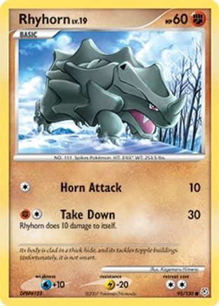 Rhyhorn - Reverse Holofoil Diamond and Pearl - Common Diamond and Pearl Pokemon Single Squirtle Squad Card Shop.