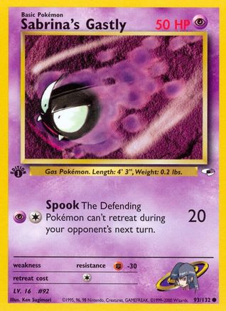Sabrina's Gastly 093 - 1st Edition Gym Heroes - Common Gym Heroes Pokemon Single Squirtle Squad Card Shop.