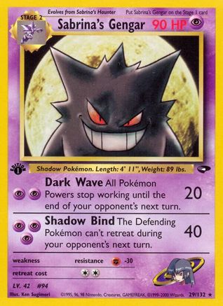 Sabrina's Gengar 029 - 1st Edition Gym Challenge - Rare Gym Challenge Pokemon Single Squirtle Squad Card Shop.